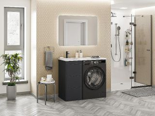 Напольная тумба под раковину Brevita Grafit УТ000015083 100 см Графит матовый